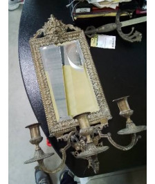 APPLIQUE MIROIR BRONZE AUX MASCARONS FIN XIXE