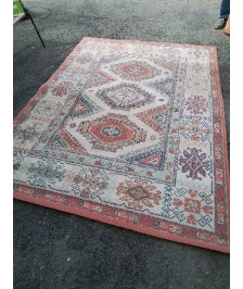 TAPIS LAINE ECRU ORANGÉ BLEU 228CMX167CM