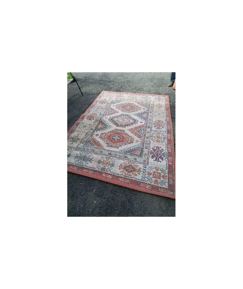 TAPIS LAINE ECRU ORANGÉ BLEU 228CMX167CM