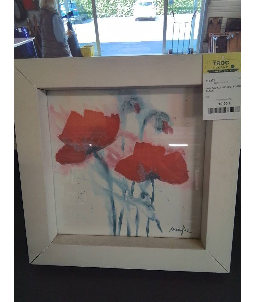 TABLEAU COQUELICOTS CADRE BLANC 