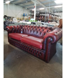 CANAPÉ CHESTERFIELD CUIR ET PU ROUGE