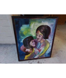 TOILE MODERNE ’UNE MERE ET SA FILLE’