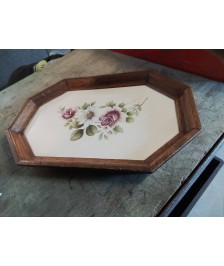 PLATEAU OCTOGONAL BOIS AUX FLEURS 