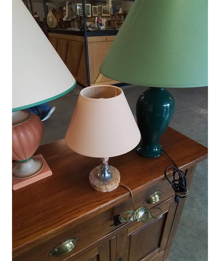 LAMPE COLONNE MARBRE ET MÉTAL AJ ORANGE 