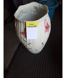 VASE CÉRAMIQUE ÉCRU AUX FLEURS 48CM