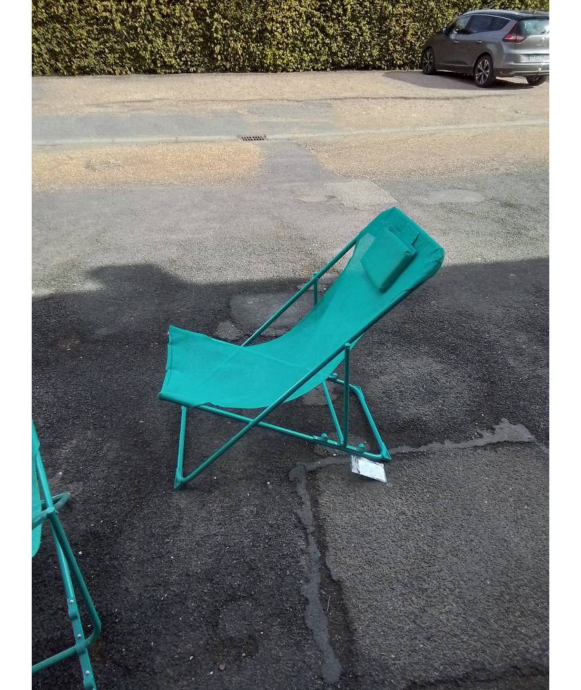 TRANSAT PLIANT MÉTAL ET TOILE BLEU