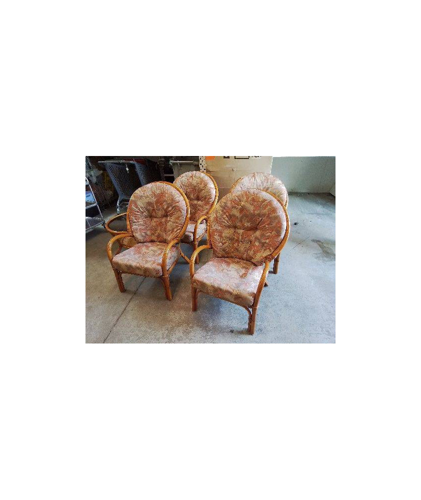 FAUTEUIL ROTIN ASSISE MOTIF FLORAL 