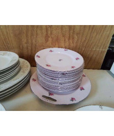SERVICE À DESSERT ROSE PETIT MOTIF FLORAL 
