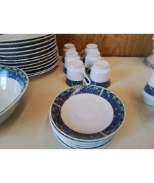 TASSE ET SOUCOUPE MOTIF FLEURS BLEU 