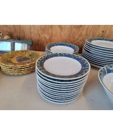 LOT DE 6 ASSIETTES À DESSERT MOTIF FLEURS BLEU 