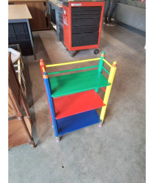 ÉTAGÈRE CRAYONS BOIS COLORÉ PIERRE SALA ANNÉES 80