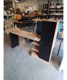 BUREAU ARMOIRE BOIS CLAIR ET NOIR 1 PORTE