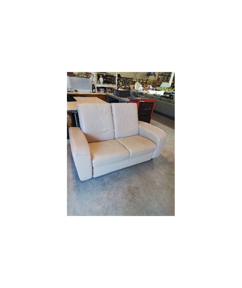 CANAPÉ CUIR  BEIGE 2 PLACES