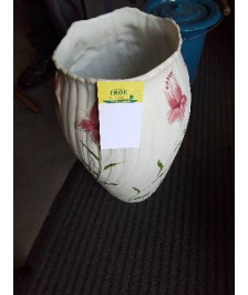 VASE CÉRAMIQUE ÉCRU AUX FLEURS 48CM