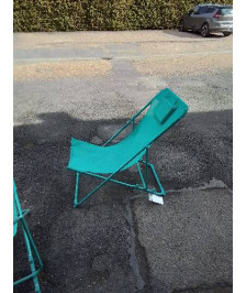 TRANSAT PLIANT MÉTAL ET TOILE BLEU