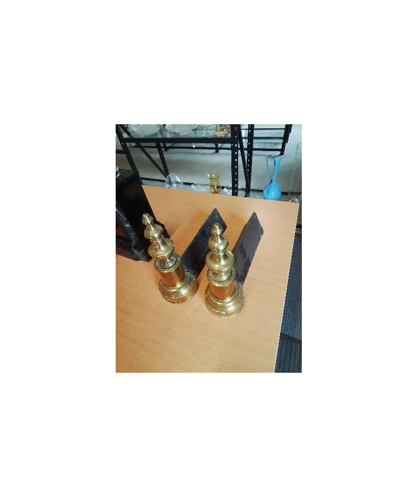 PAIRE DE CHENETS FONTE ET LAITON 