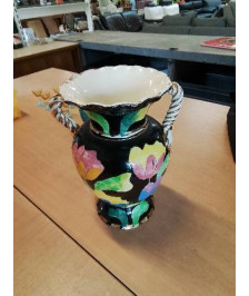 VASE CÉRAMIQUE AUX FLEURS VALLAURIS ANNÉES 60
