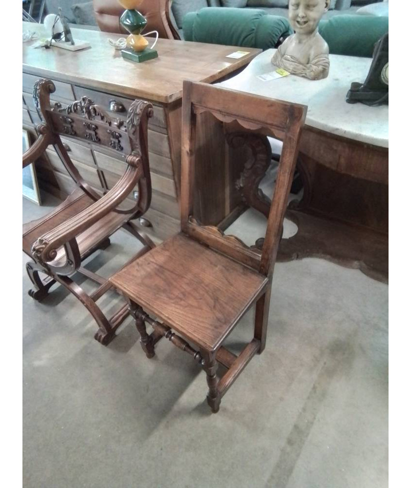 CHAISE BOIS A ENTRETOISE DOSSIER AJOURÉ DÉBUT XXE