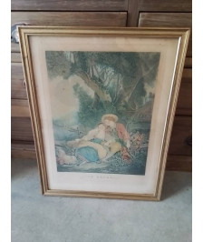 GRAVURE LE REPOS D’APRÈS BONEFOY FIN XIXE