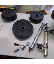 ENSEMBLE DE MUSCULATION (2 BARRES + 9 POIDS)