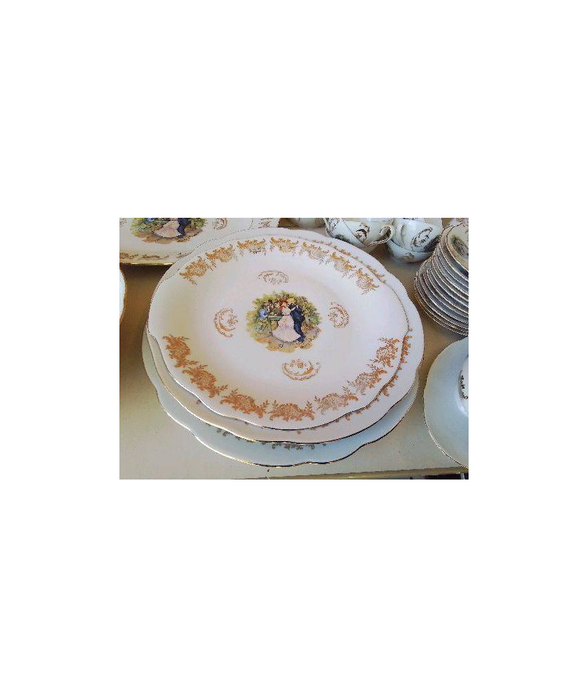 PLAT MOTIF RENOIR BORDURES DORÉ 