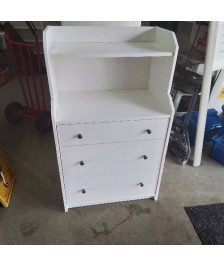 COMMODE BLANCHE 3 TIROIRS 1 ETAGERE 