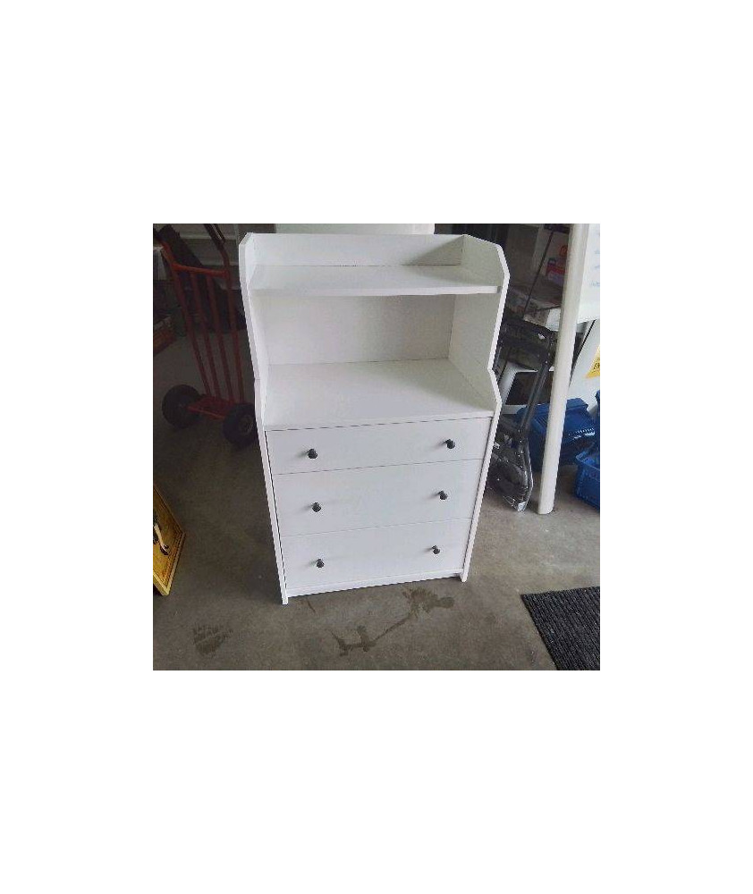 COMMODE BLANCHE 3 TIROIRS 1 ETAGERE 