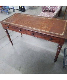 BUREAU 2 TIROIRS DESSUS CUIR