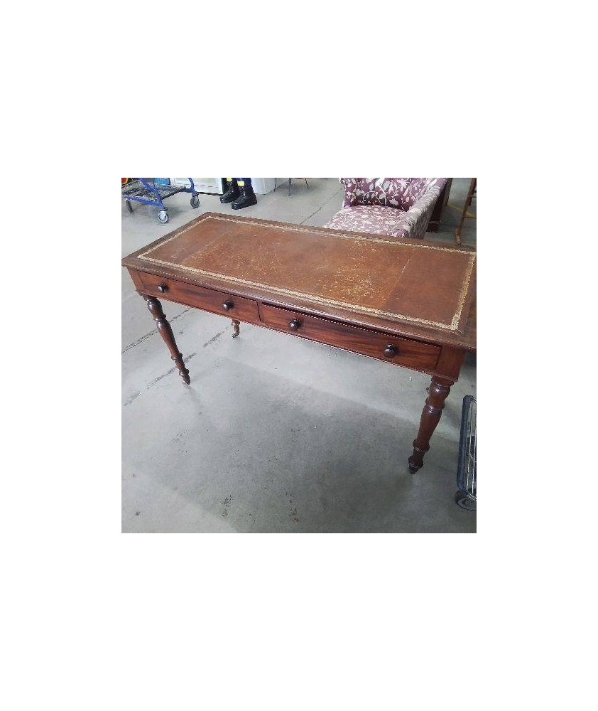 BUREAU 2 TIROIRS DESSUS CUIR
