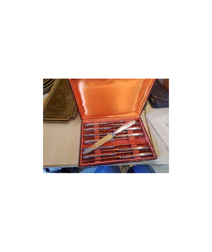 LOT DE 12 COUTEAUX EN METAL ARGENTÉ 
