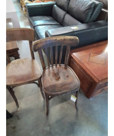 CHAISE BISTROT BOIS DOSSIER A BARREAUX VERTICAUX ANNÉES 50