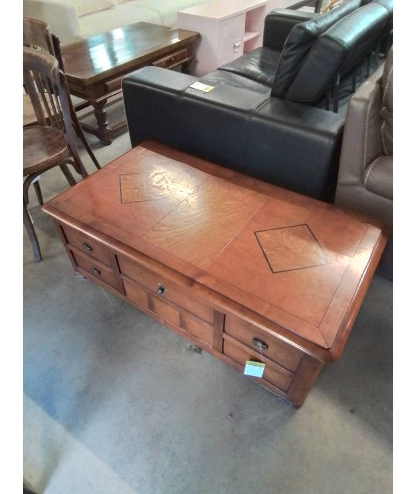 TABLE BASSE COFFRE RECTANGULAIRE BOIS CLAIR 