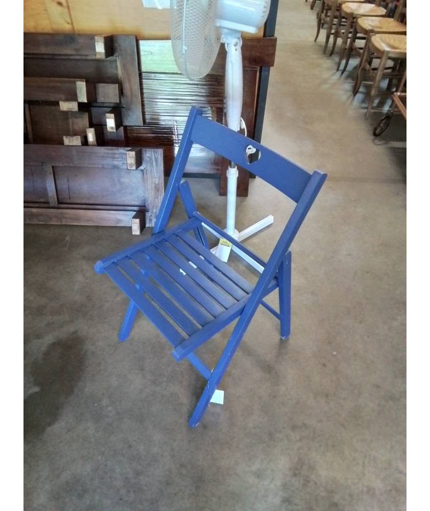 CHAISE PLIANTE BOIS BLEU AU COEUR