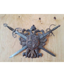 BLASON MURAL EN BOIS 2 ÉPÉES