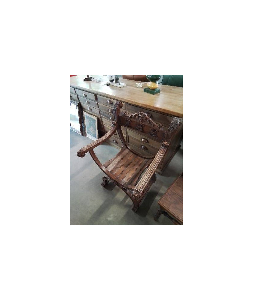 FAUTEUIL DAGOBERT BOIS SCULPTÉ AU LION ET FEUILLES D’ACANTHES DÉBUT XXE