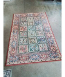 TAPIS LAINE VERT ECRU ROUGE 176X122CM