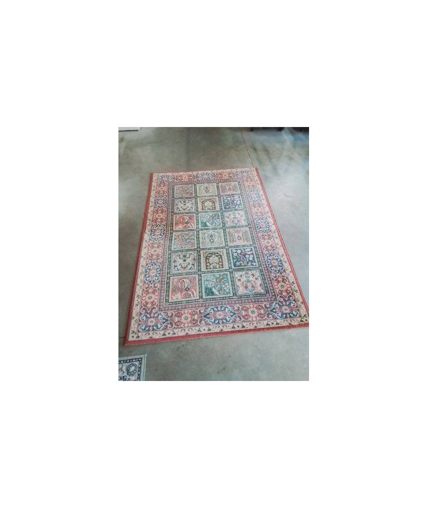 TAPIS LAINE VERT ECRU ROUGE 176X122CM