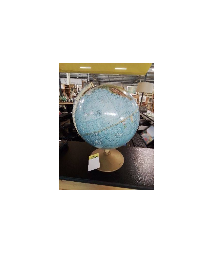 GLOBE TERRESTRE SOCLE MÉTAL DORÉ 