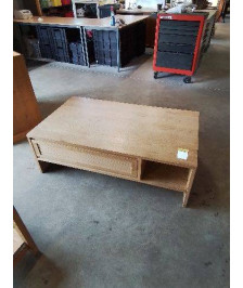TABLE BASSE RECTANGULAIRE BOIS CLAIR 2 TIROIRS 2 NICHES