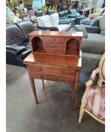 BONHEUR DU JOUR BOIS CLAIR 5 TIROIRS 2 NICHE STYLE DIRECTOIRE