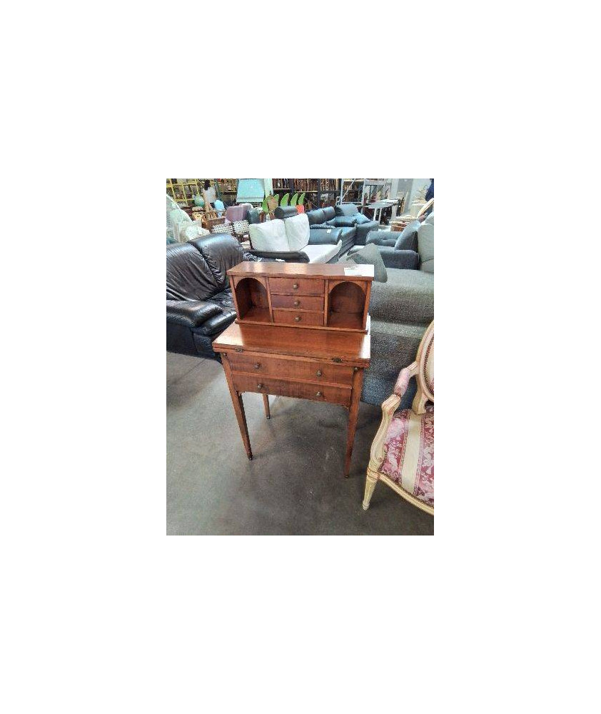 BONHEUR DU JOUR BOIS CLAIR 5 TIROIRS 2 NICHE STYLE DIRECTOIRE