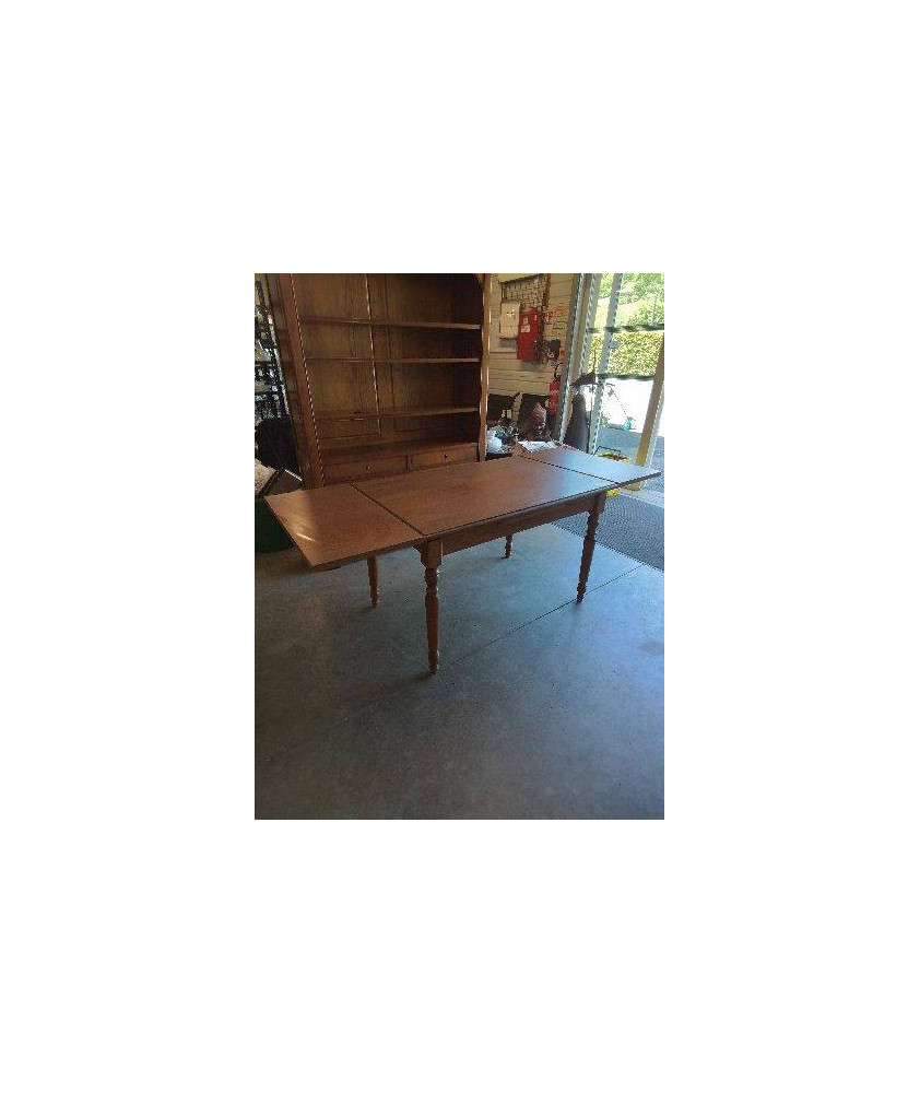 TABLE RECTANGULAIRE A RALLONGES BOIS PIEDS TOURNÉS 120X80X76CM 