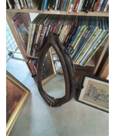 MIROIR COLLIER DE CHEVAL FER FORGÉ ET CUIR