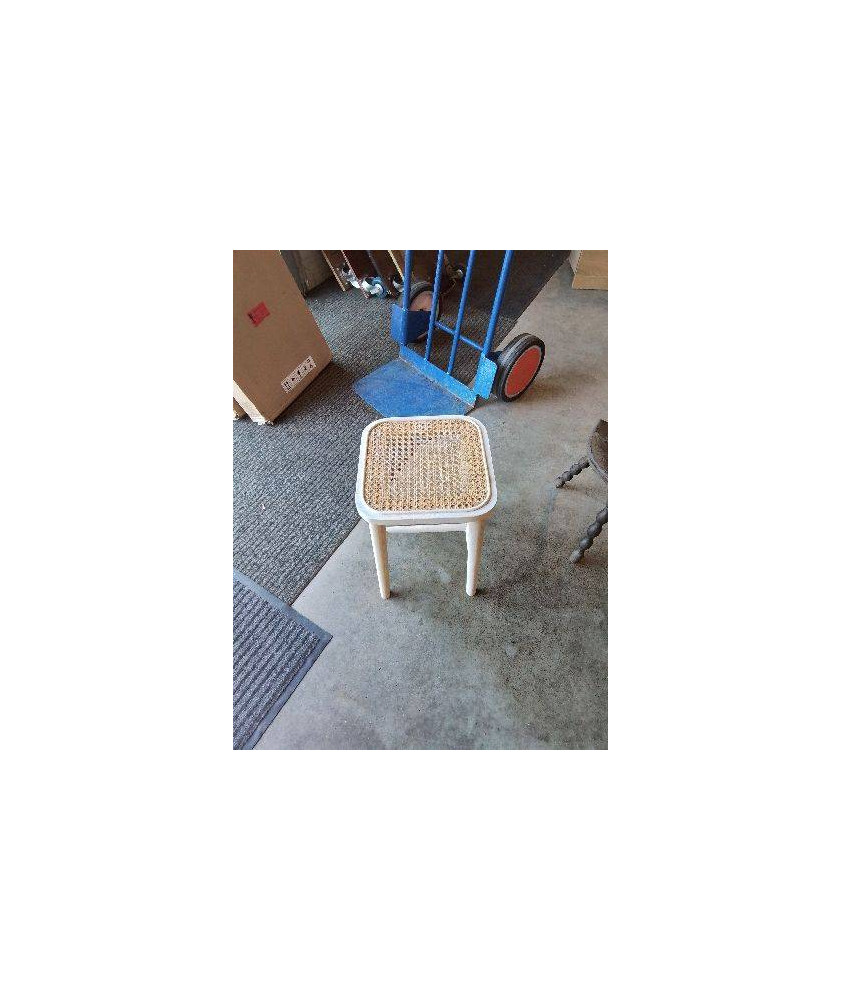 TABOURET PIN ECRU ASSISE CANNÉE 