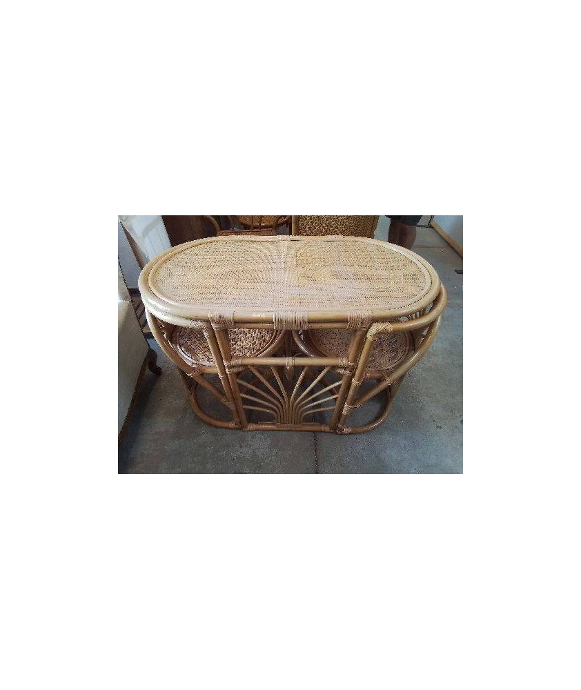 ENSEMBLE TABLE ET CHAISE EN ROTIN