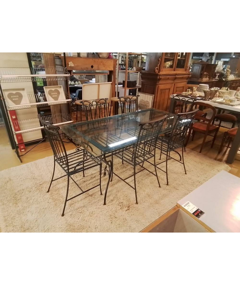 TABLE + 6 CHAISES EN FONTE 