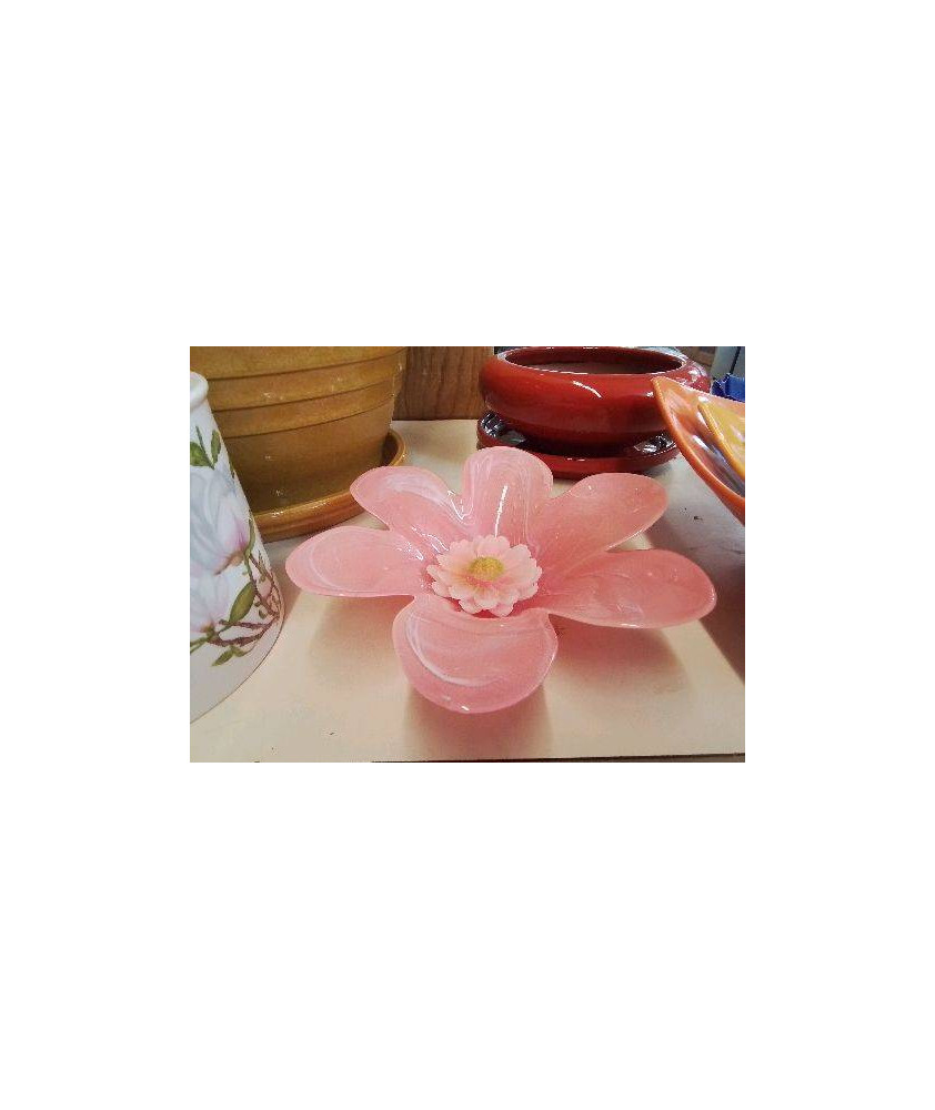 FLEUR ROSE EN VERRE 