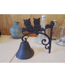 CLOCHE HIBOUX MURALE EN FONTE 