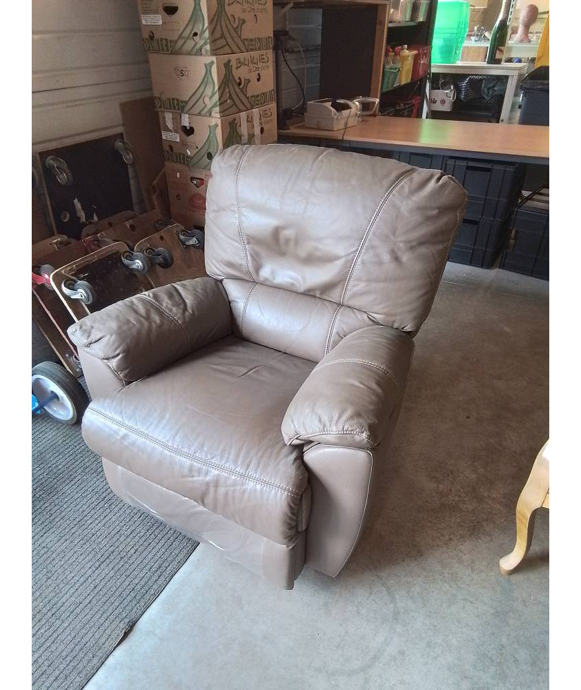 FAUTEUIL RELAX ELECTRIQUE CUIR TAUPE