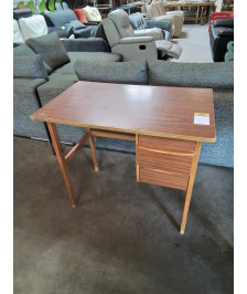 BUREAU BOIS CLAIR ET FORMICA MARRON 3 TIROIRS ANNÉES 50 EN L\'ÉTAT 